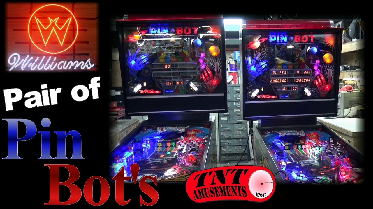 #1214 PAIR of Williams PINBOT Pinball Machines-MCI AIRBALL & OPEN THE SAFE-TNT Amusements
