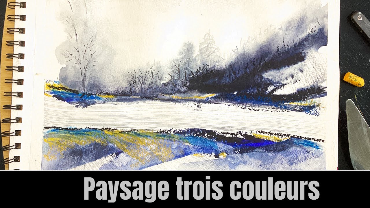 Facile | paysage abstrait intuitif à l'aquarelle 3 couleurs