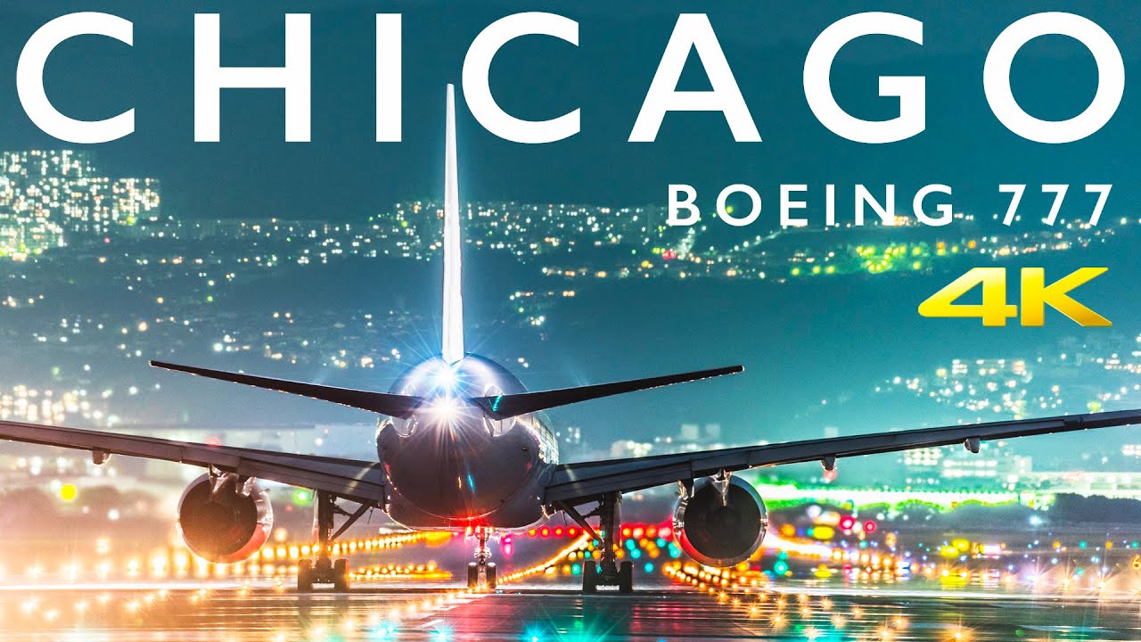 BOEING 777 CHICAGO TAKE OFF IN 4K