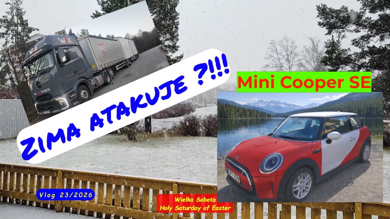 Zima powraca?! Elektryczny Mini Cooper SE - przejażdżka. Vlog #13/2026 #winter #truck #sweden #fast