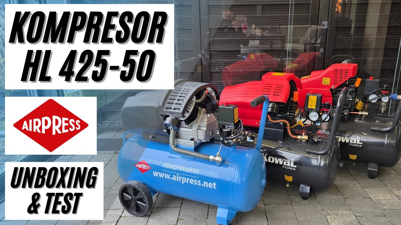 Kompresor dwutłokowy Airpress HL425-50 &ndash; unboxing, dane techniczne i wydajność. Por&oacute;wnanie z Kowal