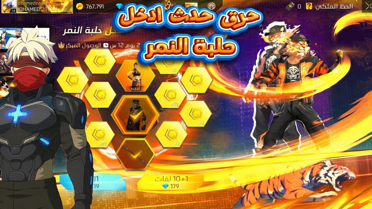 حرق حزمة ادخل حلبة النمر 