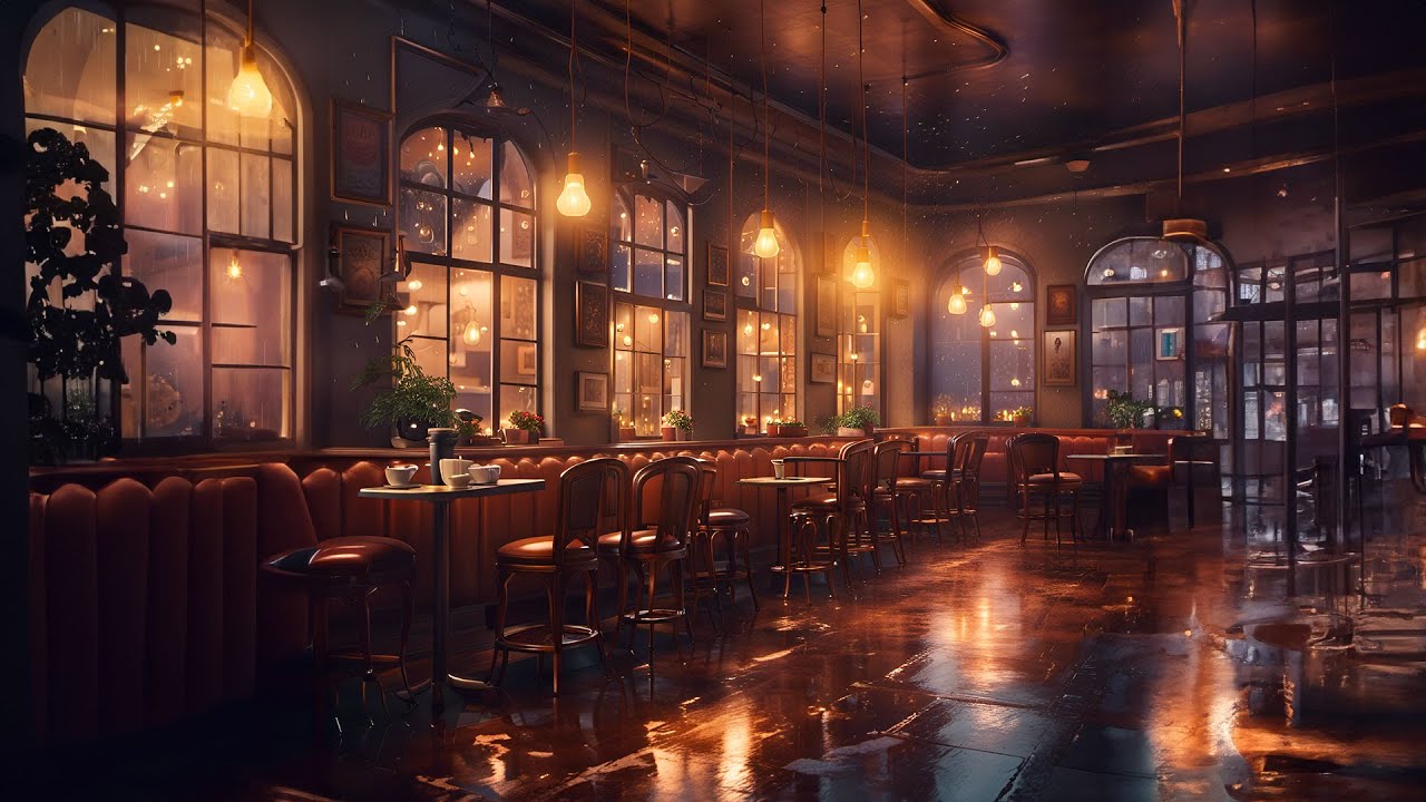 Cozy Jazz Cafe: Rainy Night with Soft and Calm Jazz Music for Relaxing & Studying (No Saxophone)