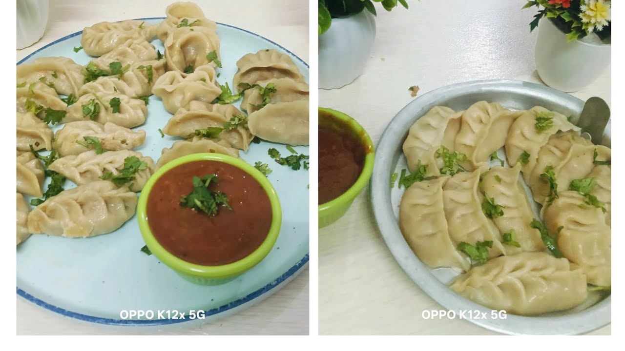 चावल के आटे से बने सेहतमंद और स्वादिष्ट मोमोज। साथ में टमाटर की चटनी। बहुत ही आसान रेसिपी.