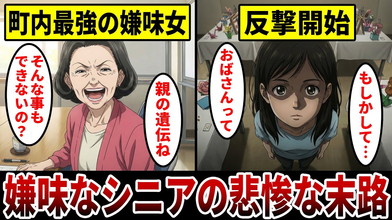 【漫画】町内最強の嫌味な女王が手に負えない『辛辣な一言で凍りつく大人たち…』嫌味なシニアの悲惨過ぎる末路。