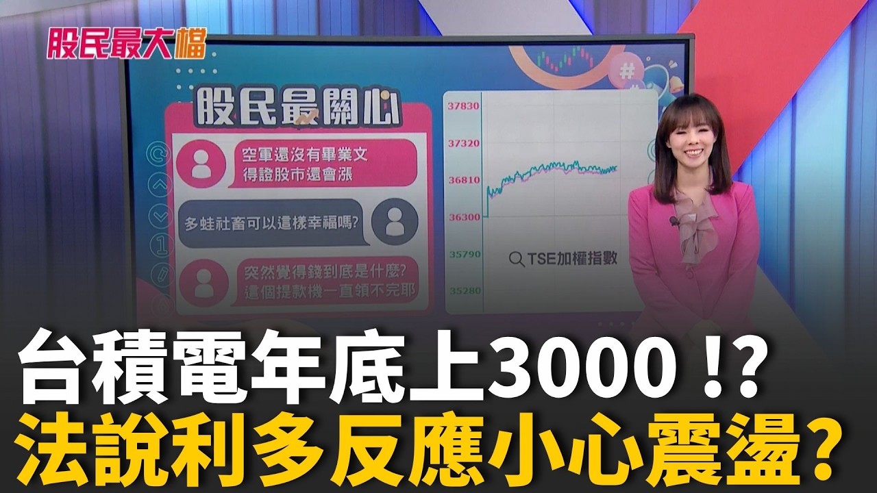 台積電年底上3000 !? 法說利多反應短線震盪就是買? PCB狂飆持股安心抱? 記體獨傷 反彈快跑!?【股民最大黨-股民最關心】｜主播 張懷慈｜＃股民最大黨 20260415｜三立iNEWS