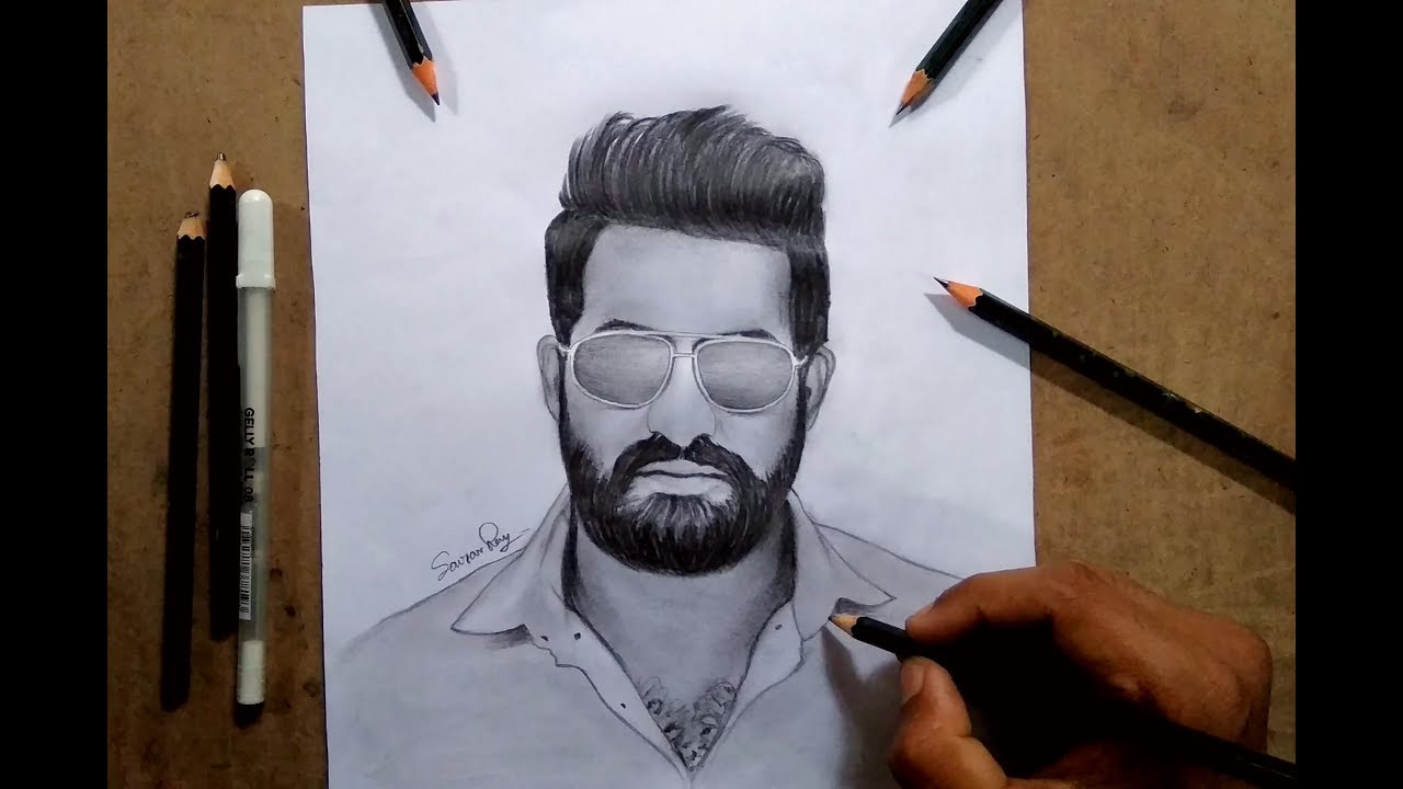 Drawing N. T. Rama Rao Jr. step by step || Tricks pencil sketch