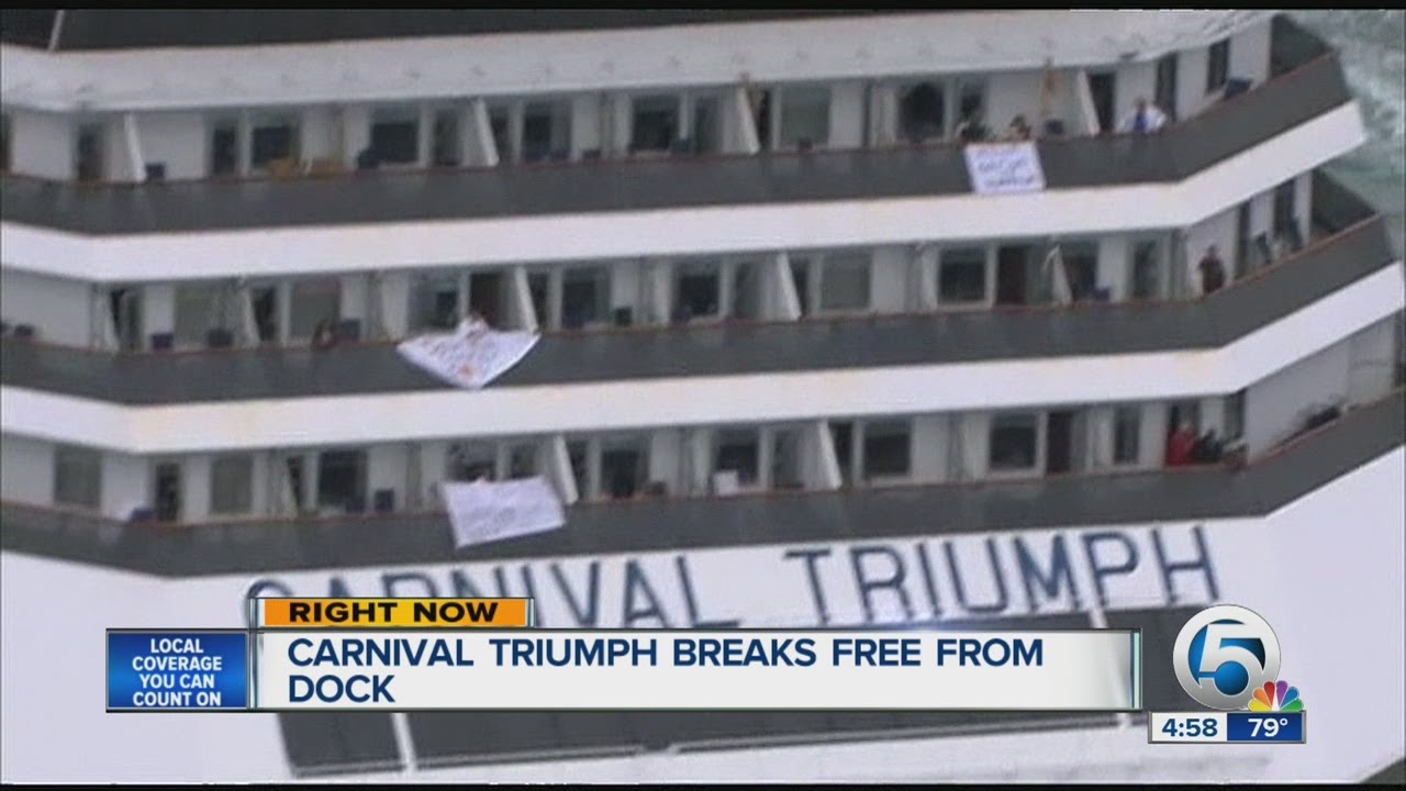 Carnival Triumph breaks free from dock
