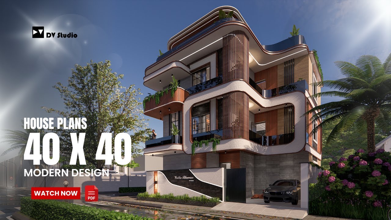 Vritta Bhavan: Stunning 4BHK Corner Plot Home with Curved Elevation & Double-Height Living Space