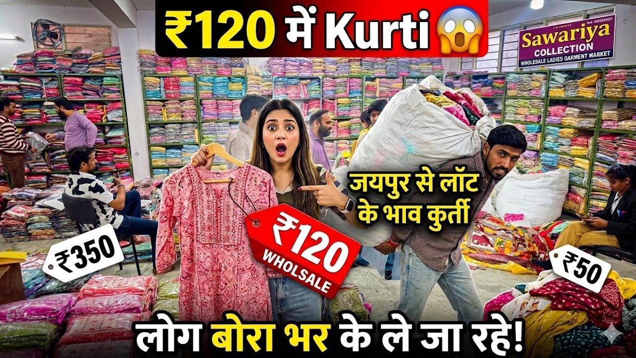 Jaipur lot ki kurti 😱 | lot Jaipur Wholesale Kurti Market | Sawariya Collection Sunday Rush