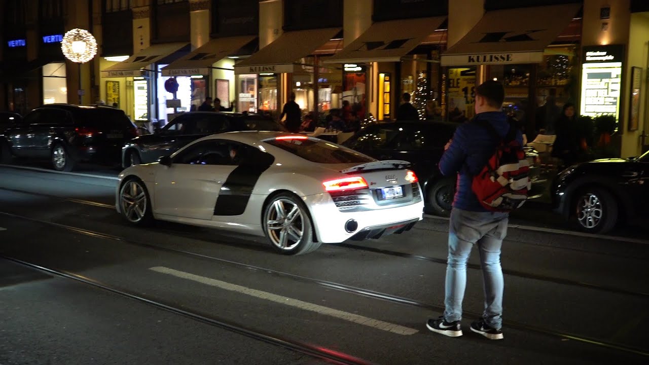 Audi R8 V10 Plus: Crazy LAUNCH CONTROL in Central Munich!!!