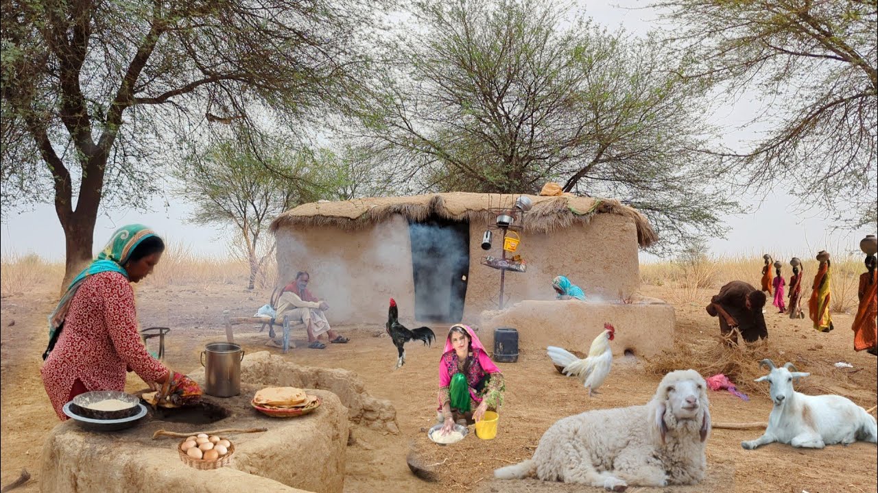 Morning Routine of Desert Village Women | Cooking Unique Traditional Food | desert life in punjab