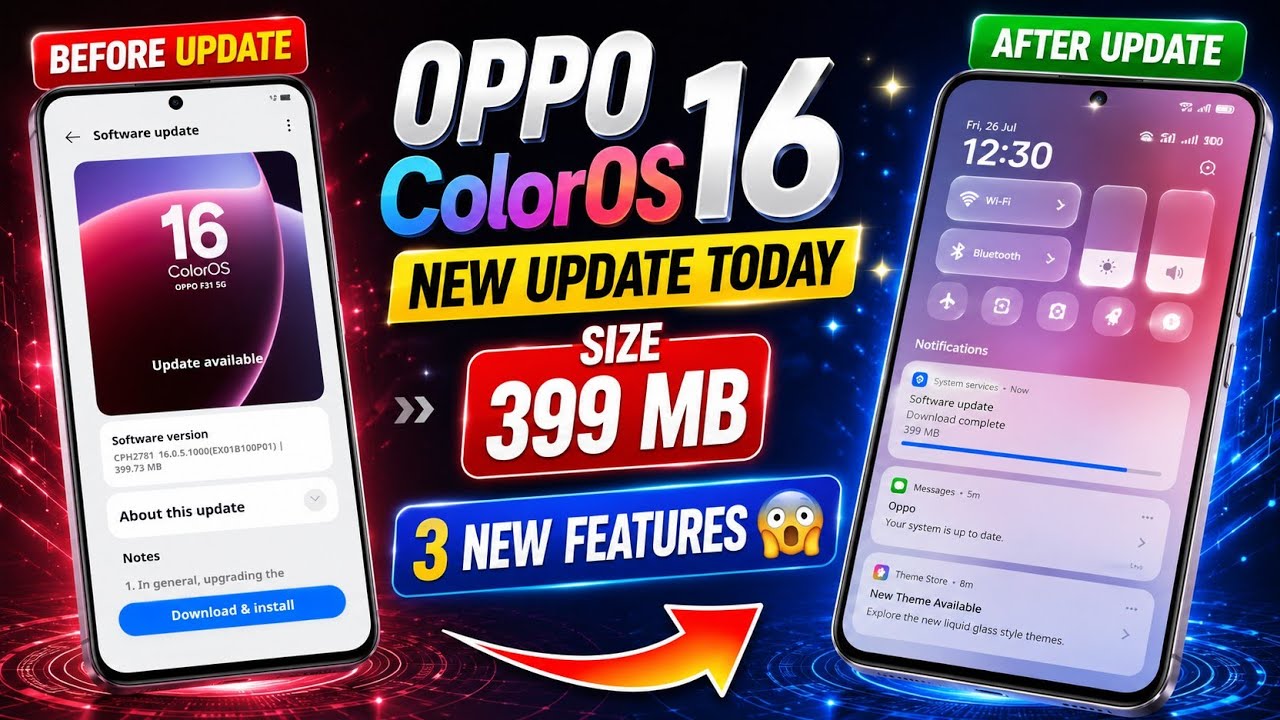 Oppo ColorOS 16 New OS Update 399 MB, Oppo F31 5G New OS Update Today 🔥