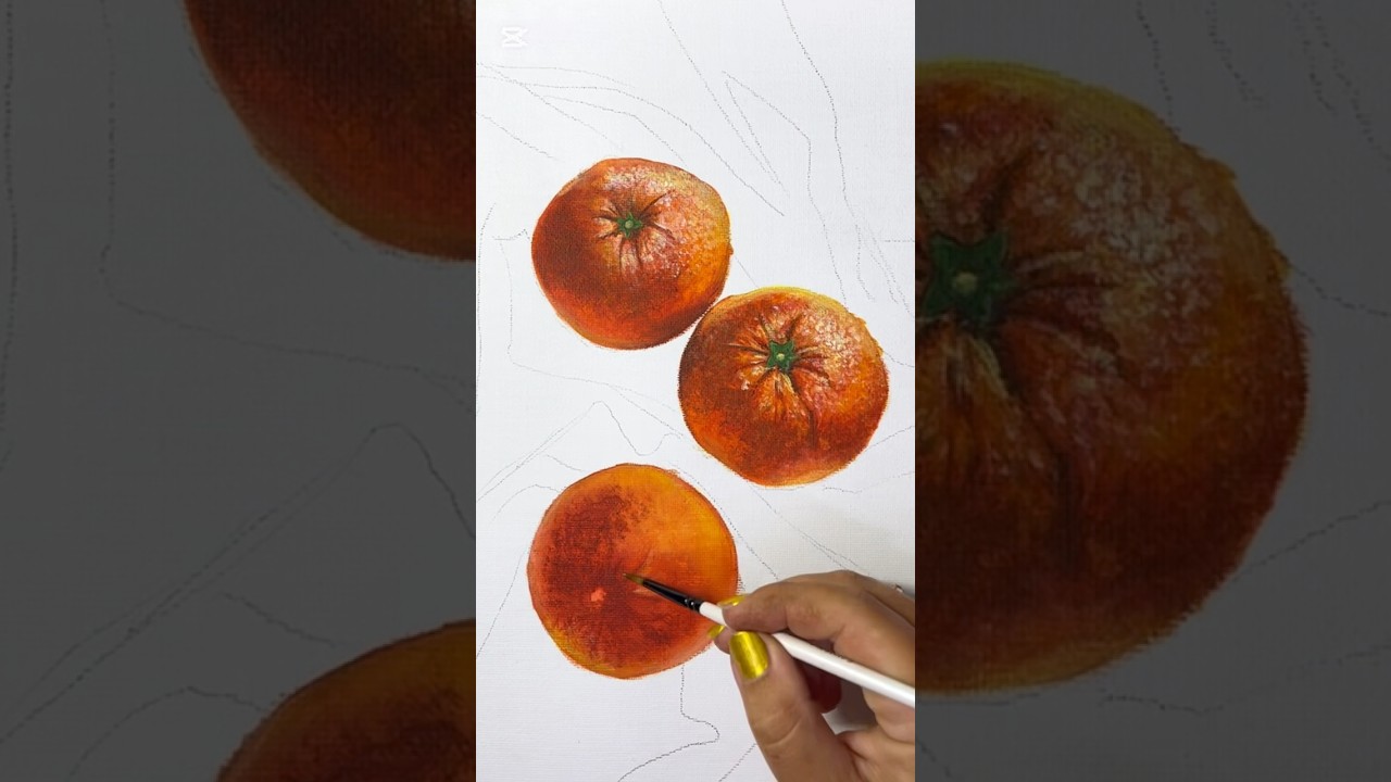 Drawing oranges with acrylics ✨ 