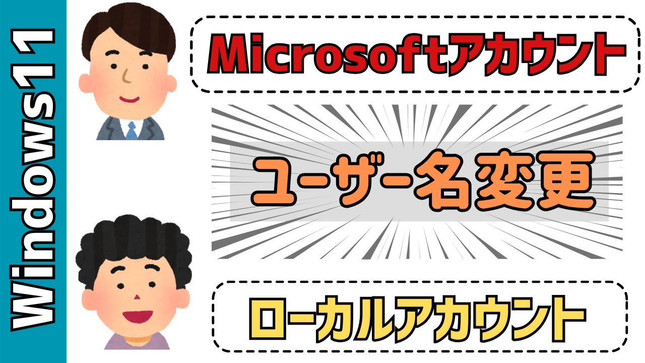 【Windows11】ユーザー名の変更方法！Microsoftアカウント、ローカルアカウント