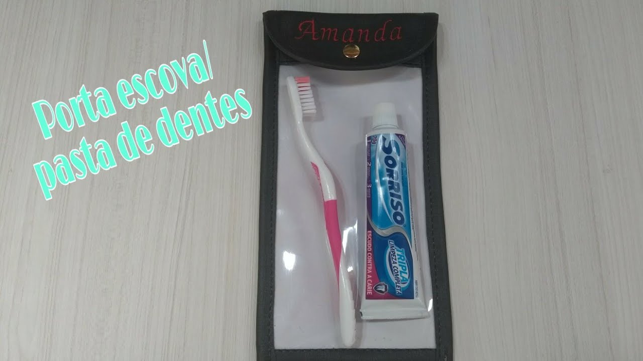Porta escova/pasta de dentes usando retalhos de sintéticos