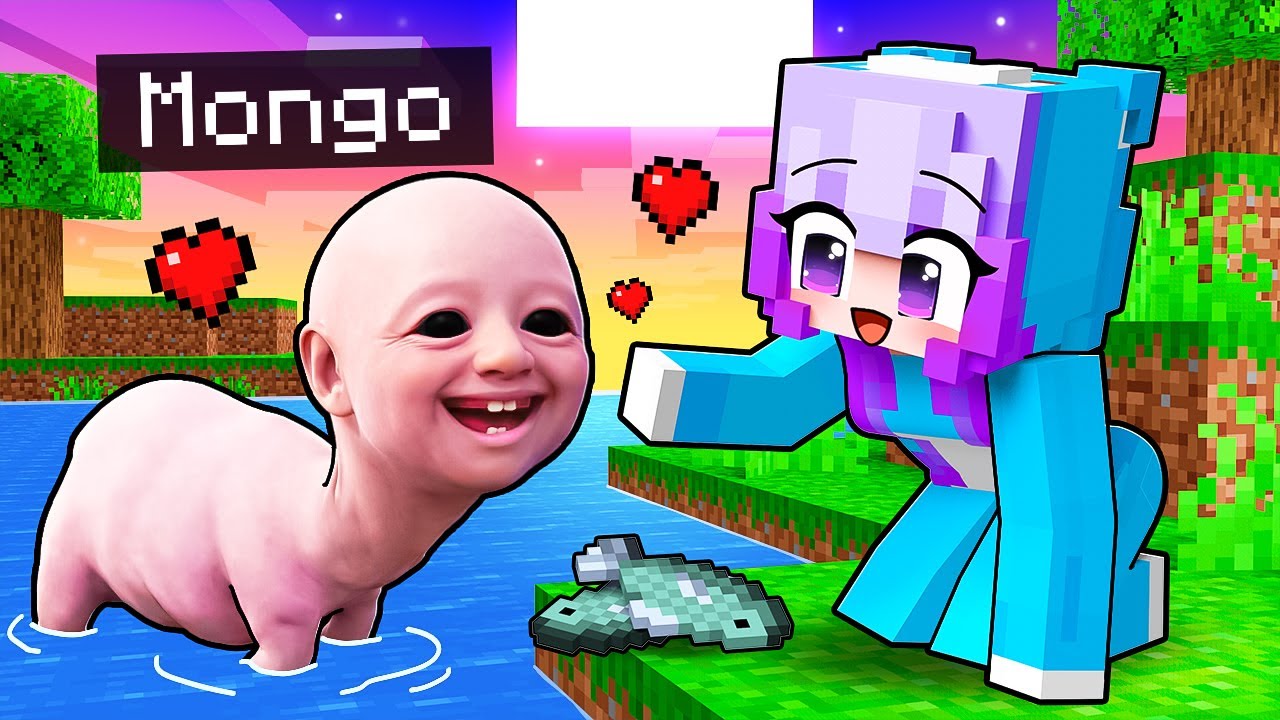 Playing as A BABY HUMAN HEAD SEA MONSTER in Minecraft...