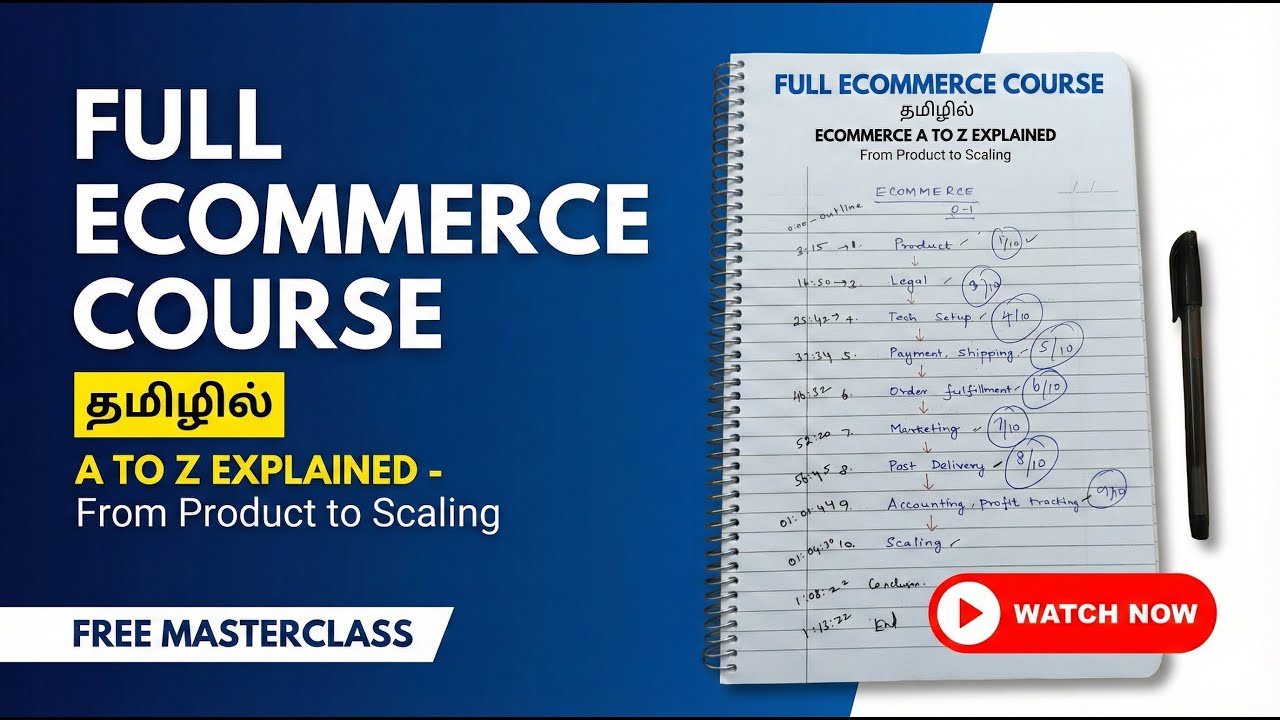ECOMMERCE 0 to 1 in Tamil | Complete Beginner Guide from Product to First Orders