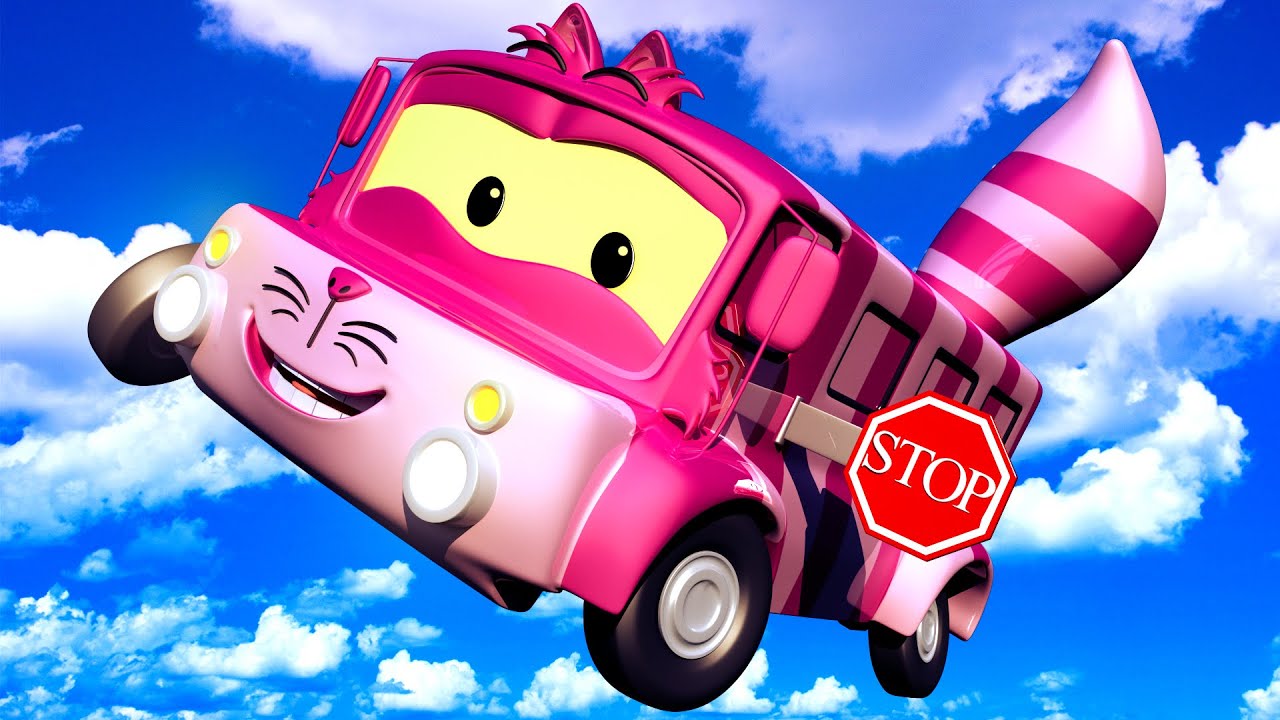 Lily the BUS is the CHESHIRE CAT from Alice in Wonderland! Tom's Paint Shop in Car City Cartoons