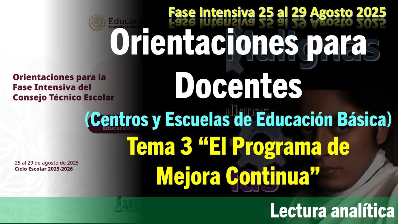 idM Fase Intensiva Agosto 2526 Orientaciones para Docentes: T3 El Programa de Mejora Continua