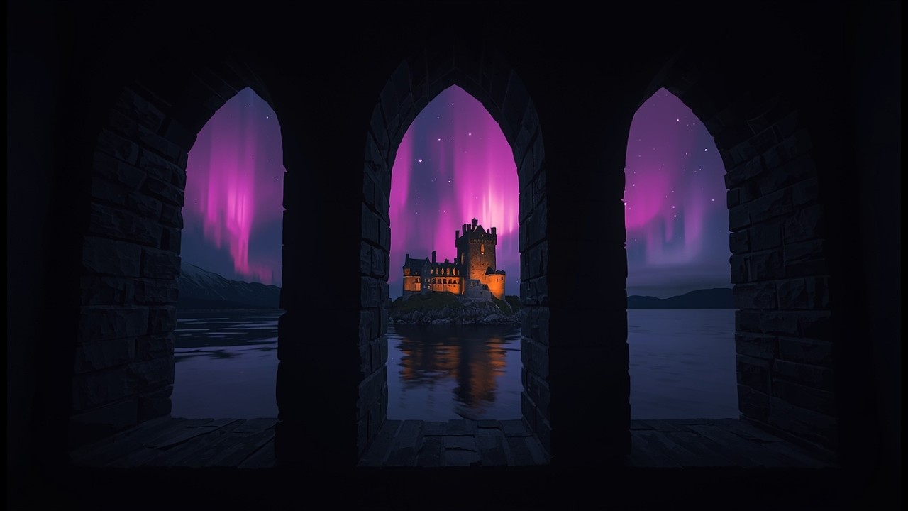 The Silent Window | Pink Aurora Night & Gothic Castle Piano for Deep Focus 🌌