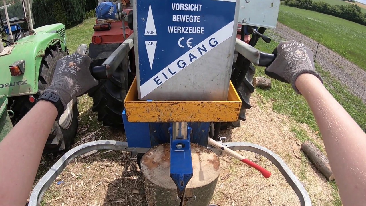 Holzspalten mit MF  168 und Binderberger H 20  / UNCUT/CABVIEW