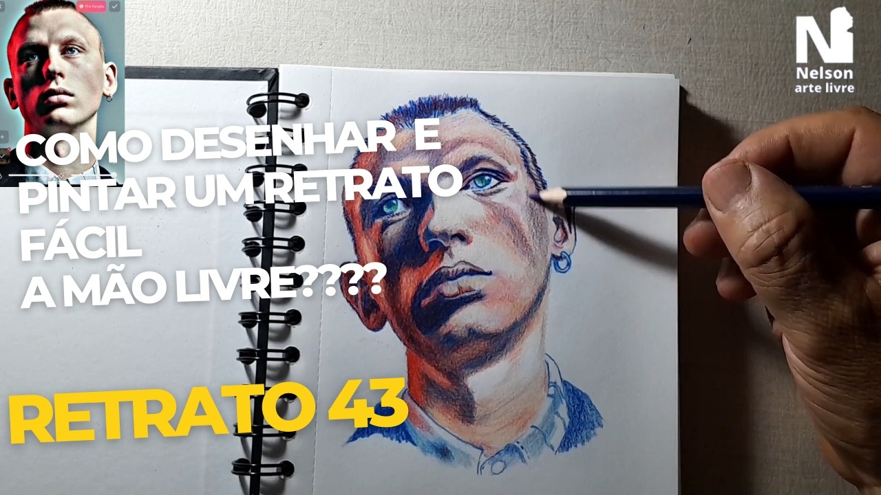 Como desenhar e pintar um retrato fácil a mão livre retrato 43 |#desenhoamaolivre #art #drawing