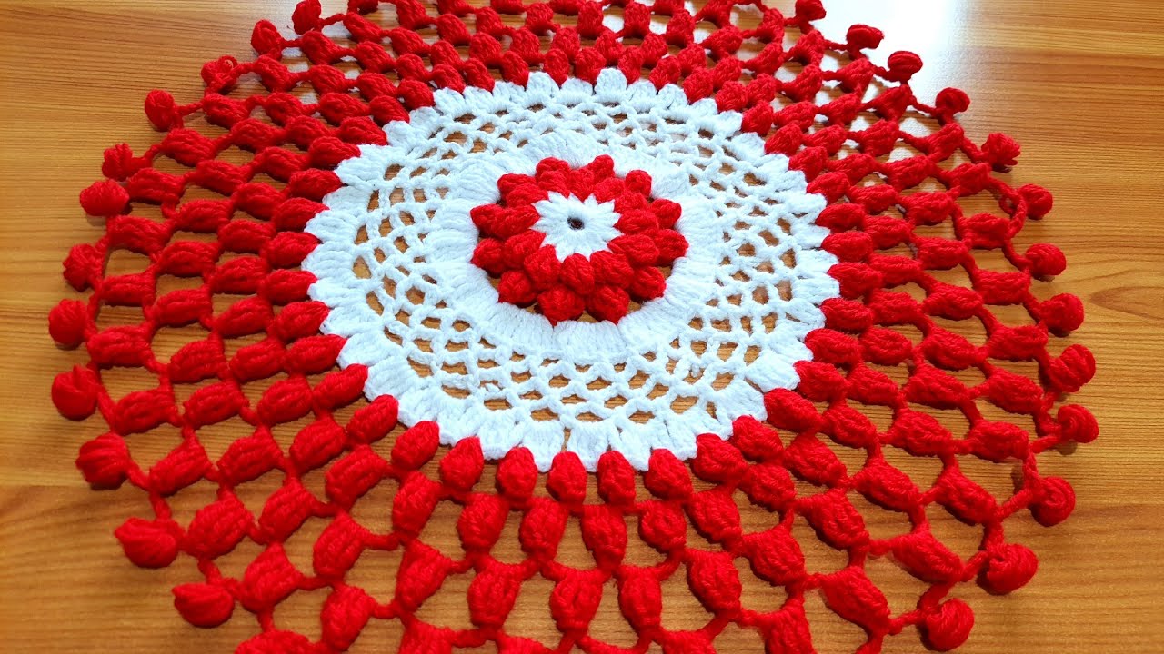 थालपोश  Woolen Thalposh ke design, Crosia design Thalposh, Crochet Thalposh @AllInOnesandhya