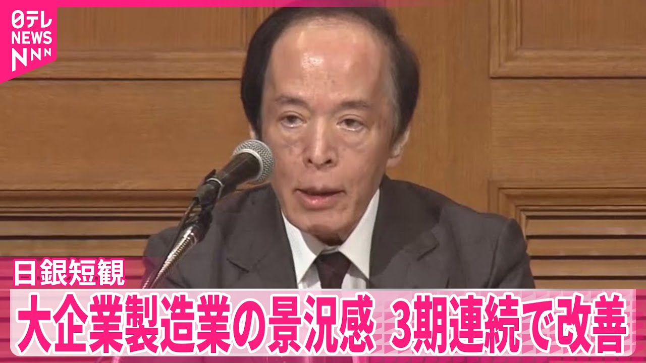 【日銀短観】大企業製造業の景況感  3期連続で改善&ldquo;利上げ判断を後押し&rdquo;