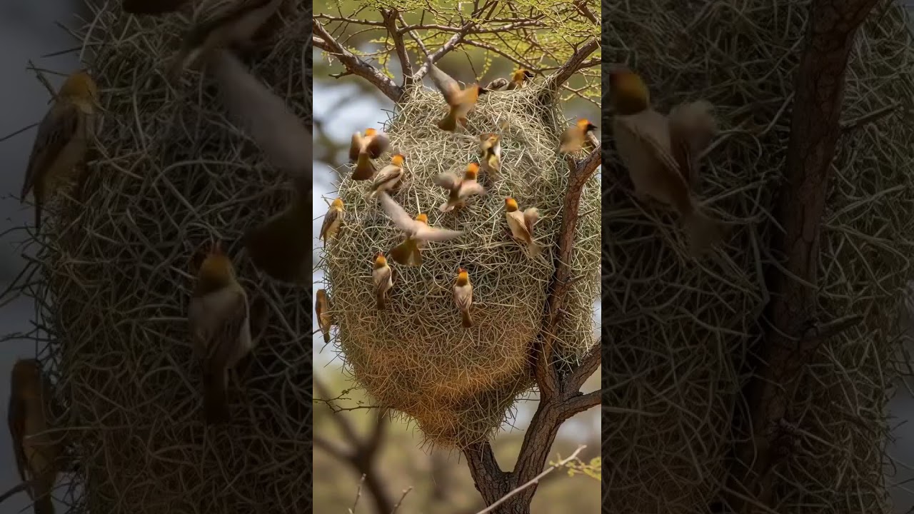Social Weaver Flock Rebuild New Home After Forest Fire! #animals #nature #wildlife