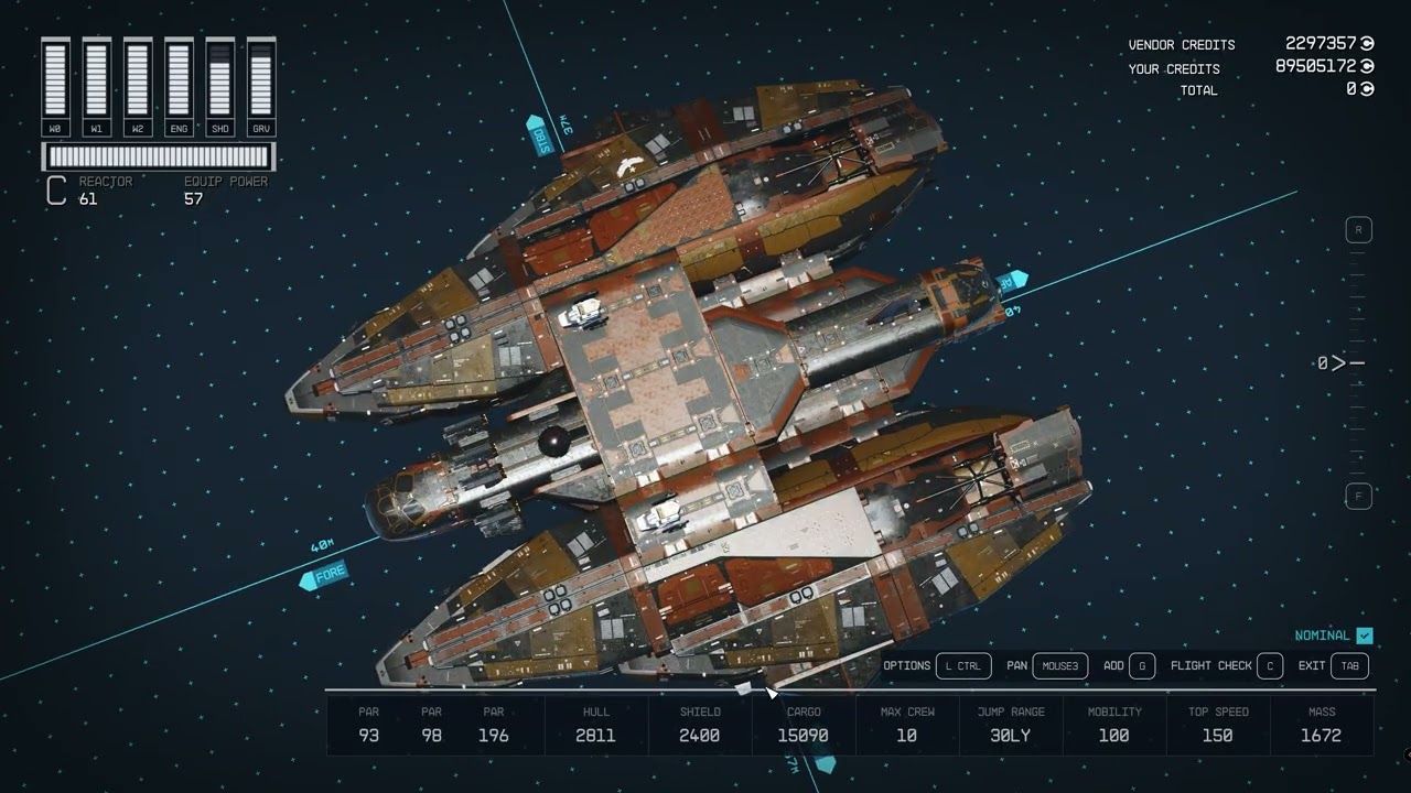 Starfield Iconic Veteran Ship builds with SPE,ACS Deimos and Intrinty Ship parts with some merging.