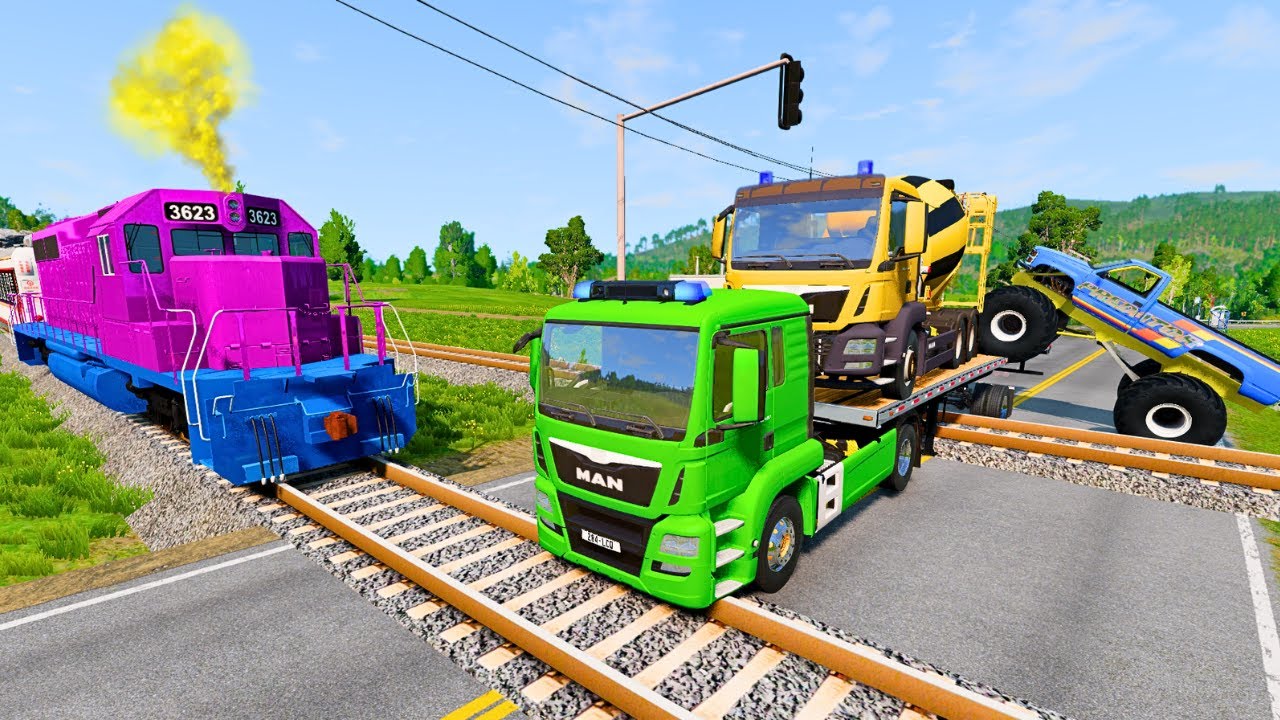 Trucks Cars vs Massive Speed Bumps vs Giant Bulge BeamNG Drive