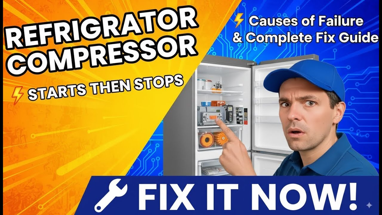 ❄️ Refrigerator Compressor Starts Then Stops ⚡ Causes of Failure & Complete Fix Guide 🔧