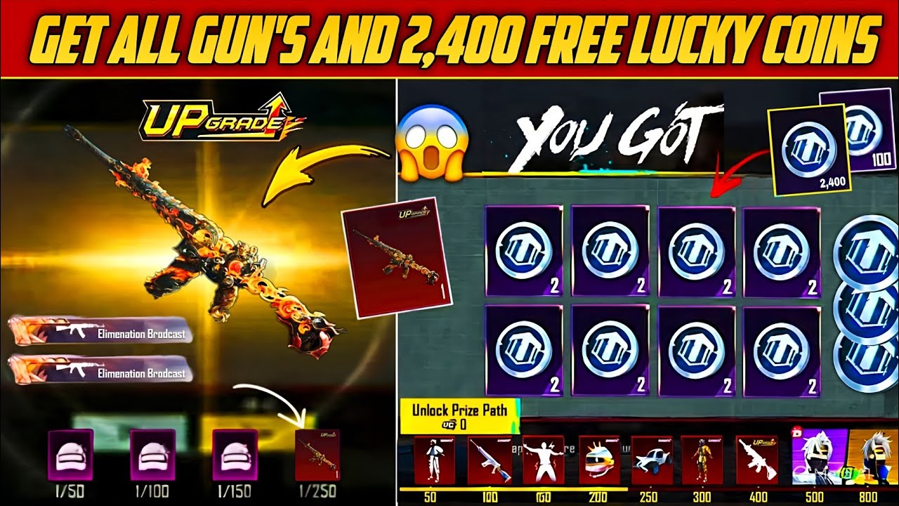 😱 Free 2400+ Lucky Coins For Everyone | Don’t Forget Chance Free 5 Auto Max Upgraded Skin | PUBGM