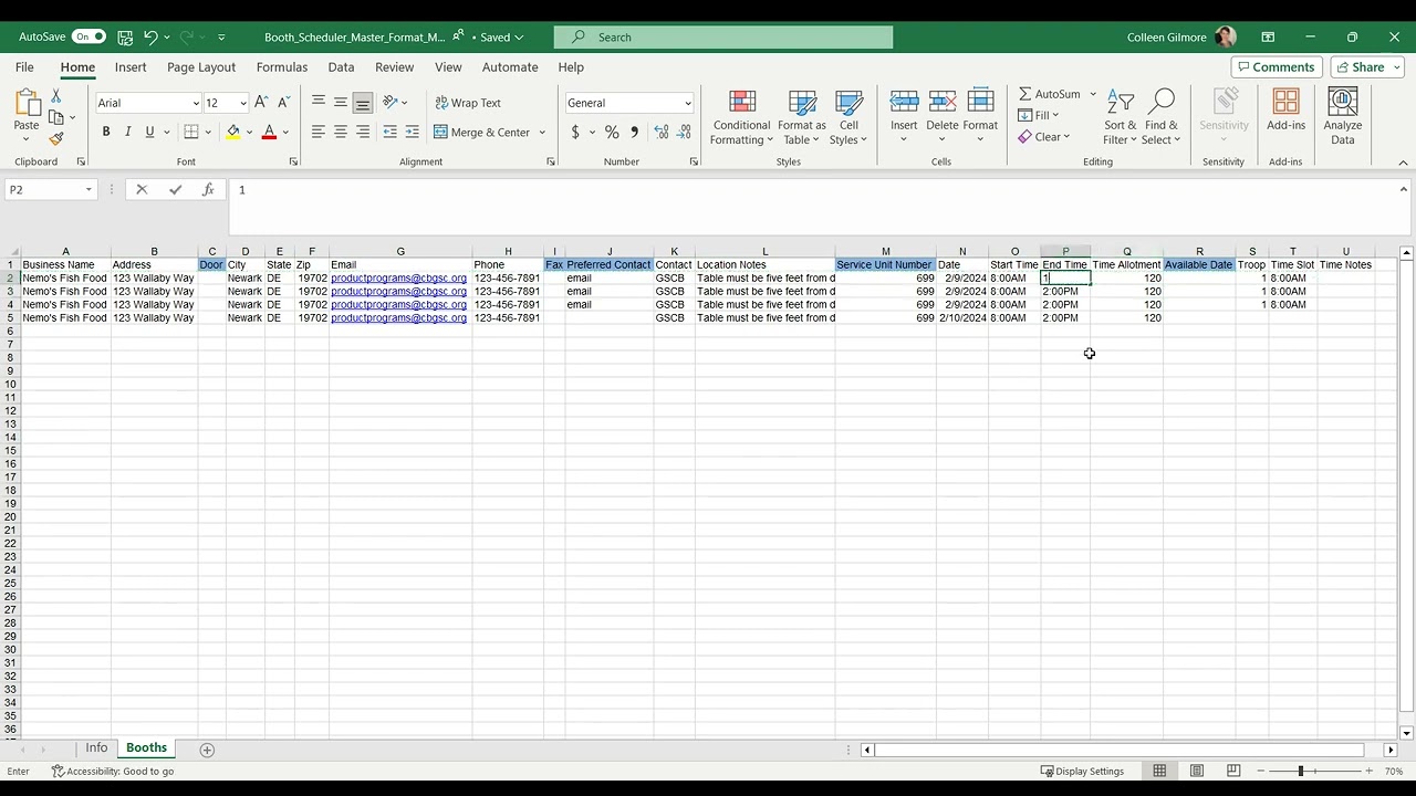 Cookie Booth Spreadsheet Tutorial for Booth Champions