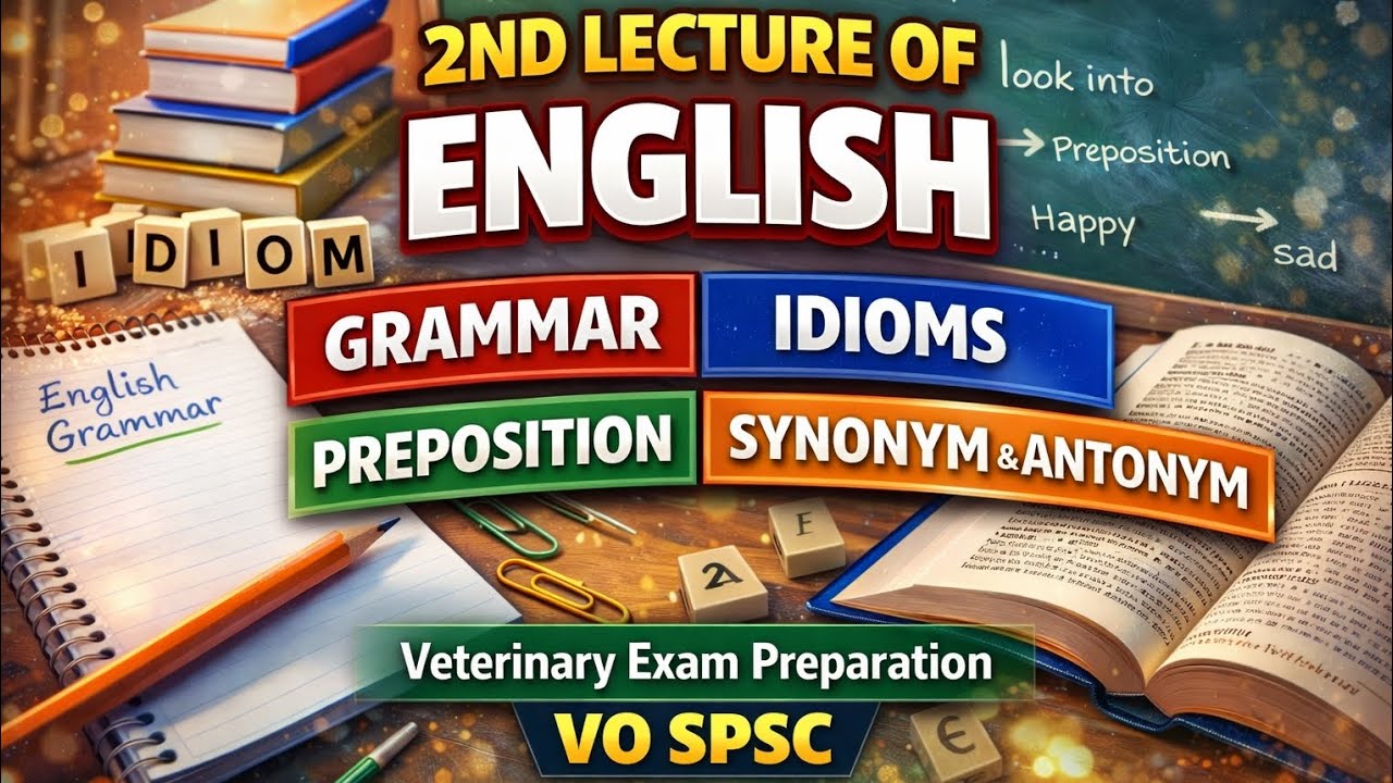English lecture 2| English for Veterinary Officer Exam| Idioms, Preposition, Synonyms and Antonyms