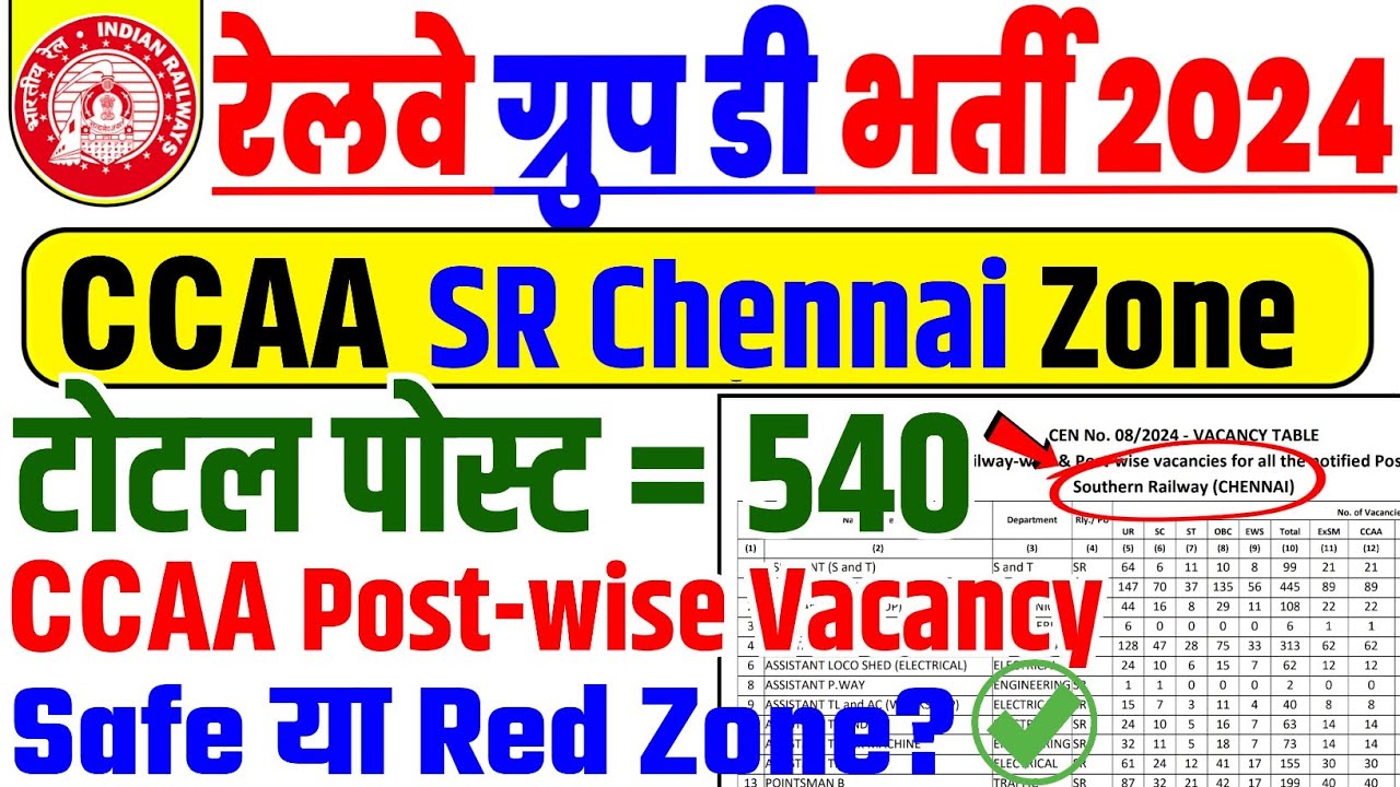 CCAA SR Chennai Zone ✅ | Safe या Red Zone 🤔 | Total Posts = 540 | CCAA Post wise Vacancy
