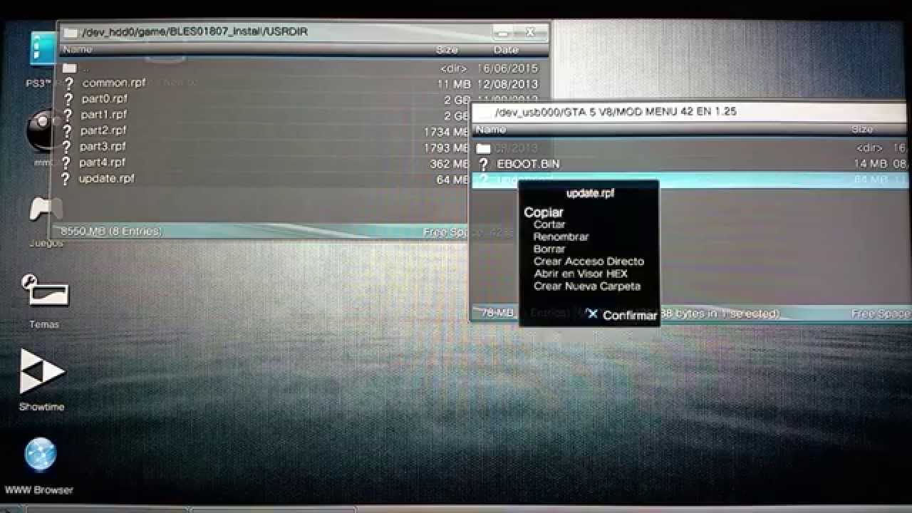 como instalar mod menu en gta v5 ps3 pirata 1,27 dex y cex