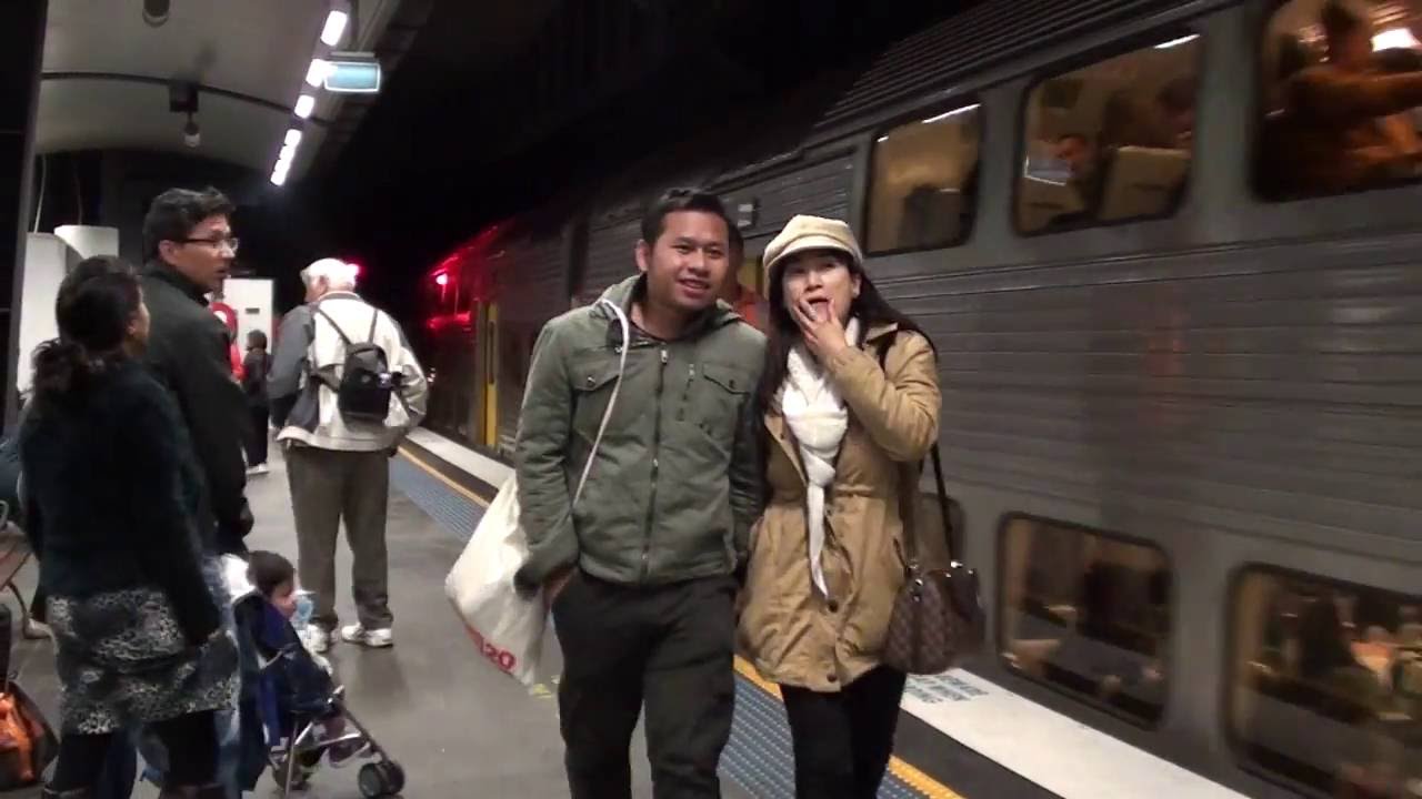 Trains at Circular Quay at night - Sydney Trains
