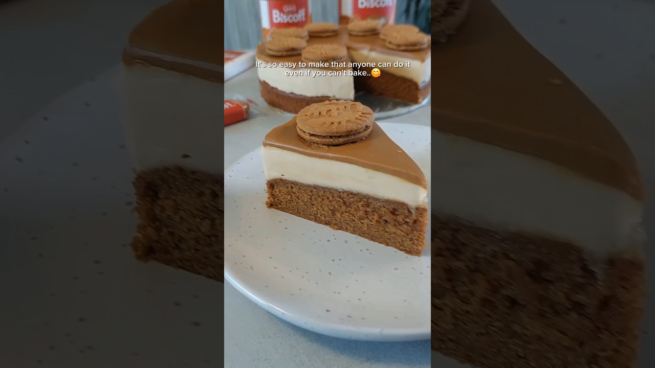 The most easy and delicious 6 ingredients biscoff cake 😋#shorts
