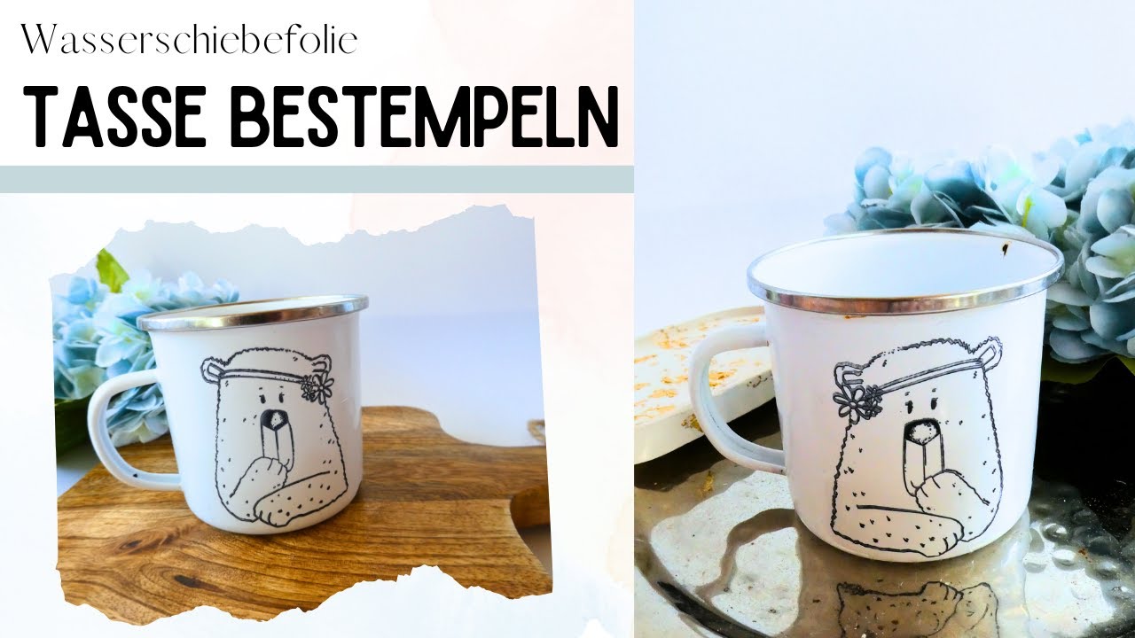 Emaille Tasse bedrucken DIY | Wasserschiebefolie Tasse | Tasse bestempeln |  Tasse personalisieren