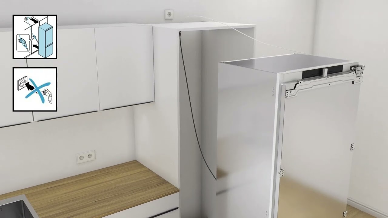 Instalace vestavné kombinované chladničky Bosch s plochými panty CZ