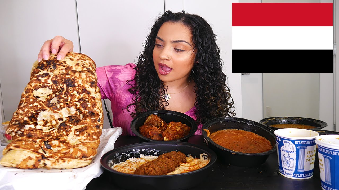 YEMENI CUISINE MUKBANG- MIDDLE EASTERN - Baba ghanoush, Ful medames, Falafel, Hummus | KissedByKen