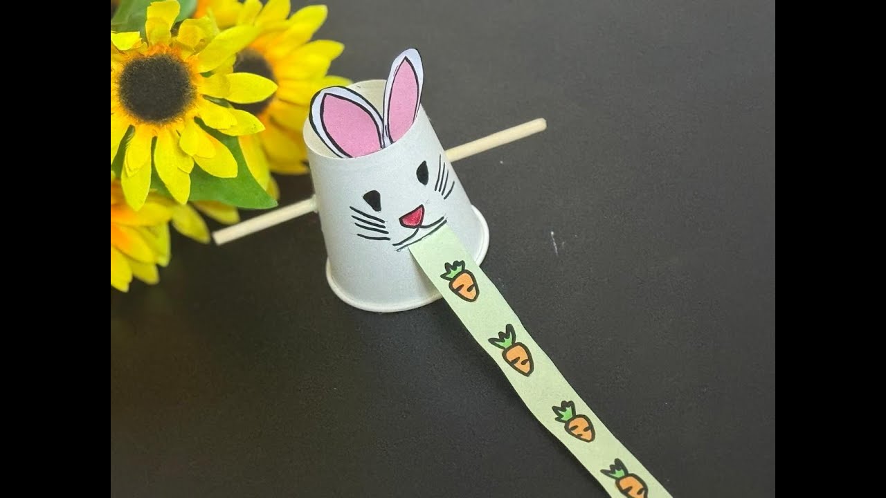 Cute Rabbit Eating Carrot Craft | Easy Paper Cup DIY 🥕🐰