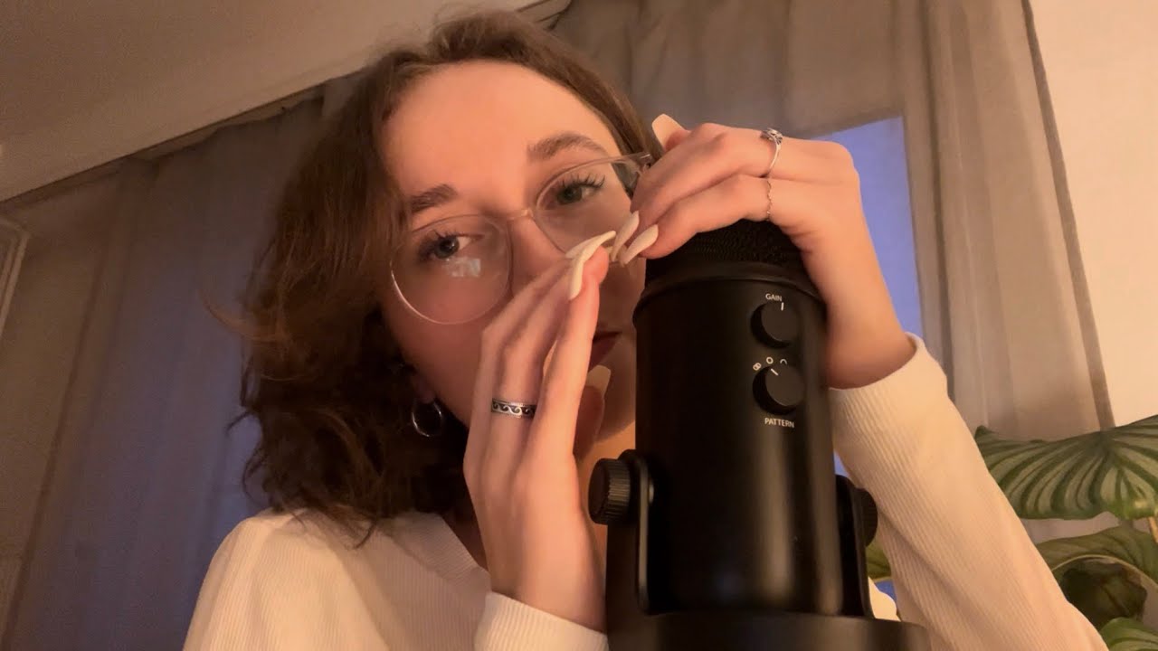 ASMR cupped inaudible whispering with nail tapping and bare mic scratching