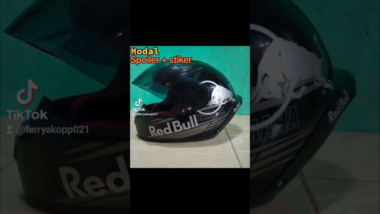 Modif helm yamaha tanpa repaint cuma modal spoiler + stiker helm jd ganteng 😎
