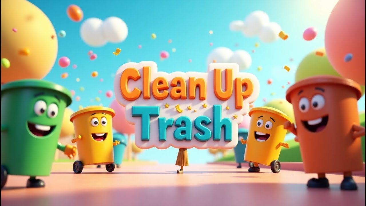 Clean Up Trash Song for Kids ♻️ Fun Sorting & Dancing with Happy Bins!