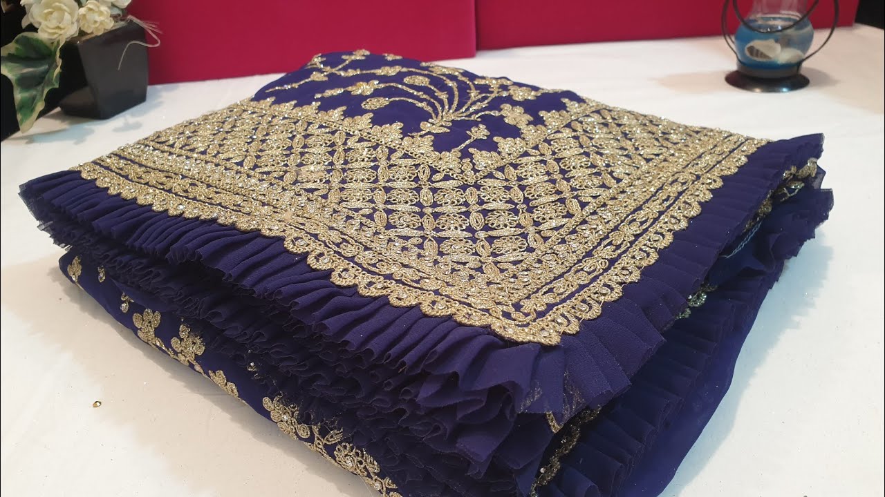 ROYAL BLUE DESIGNER SAREE IN STONE WORK & ZARI WORK #zarangsaree #designersaree #saree