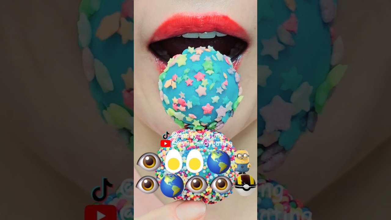 ASMR EMOJI FOOD popping candy sprinkle ball jelly mukbang eating sounds