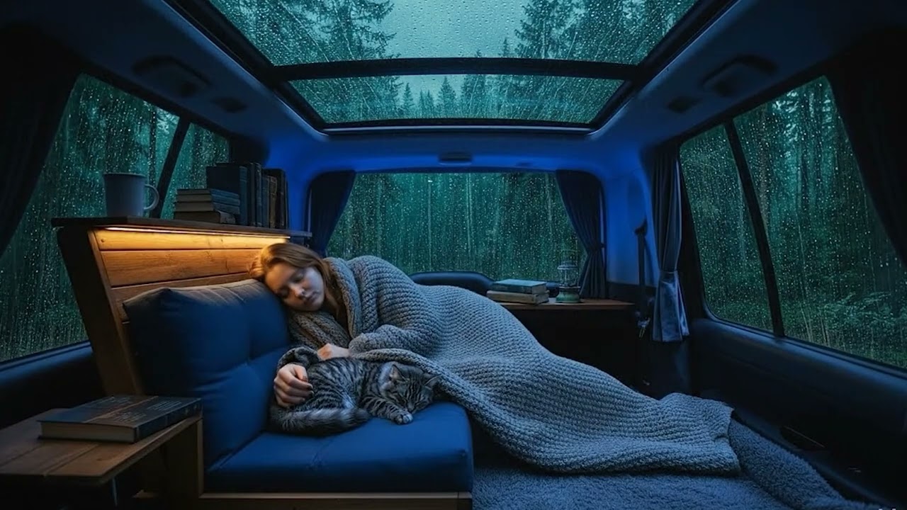 Cozy Car Rain with Gentle Thunder 🌧️ Fall Asleep Fast and Drift into Deep, Peaceful Sleep